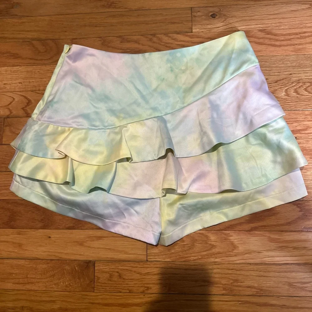DO+BE‎ Tie-dye Skort Large Satin Pastels